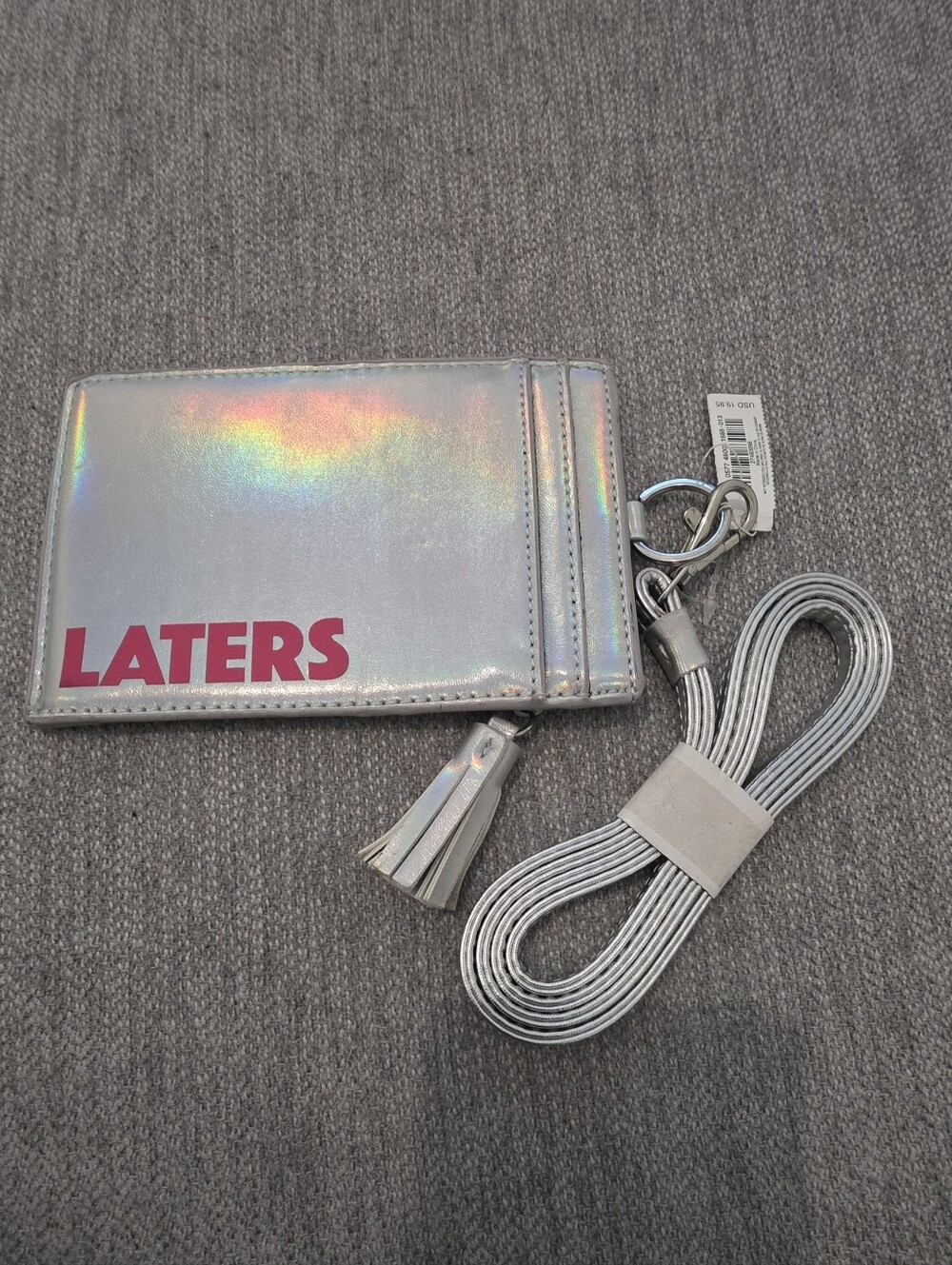 Holographic Silver Crossbody Card Case - "LATERS"